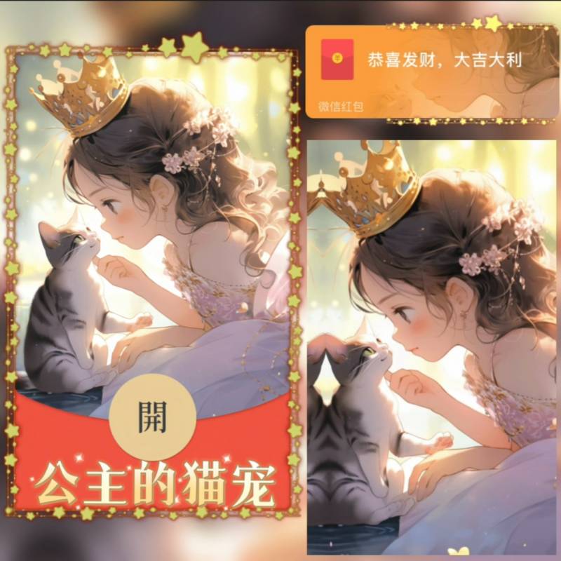红包封面-公主的猫宠-茹123（可爱系列）-第1张图片-影视会员批发网